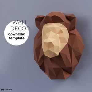 ペーパークラフト ライオン、ライオンヘッドトロフィー、ペーパークラフト 3D PDF