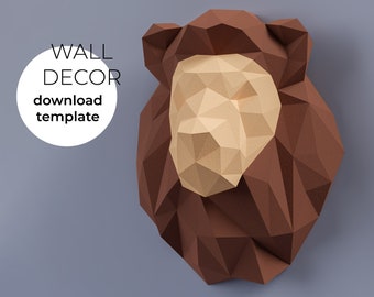 Papercraft Lion, Trophée Tête de Lion, Papercraft 3D PDF