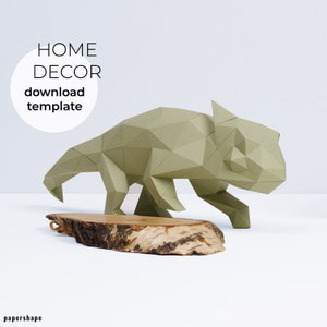 Papercraft Chameleon, 3D Paper zoo animal, Download PDF template