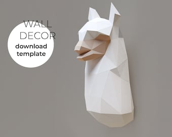 Papercraft Lama, Alpaca model, Llama sculpture, Papercraft 3D PDF Template