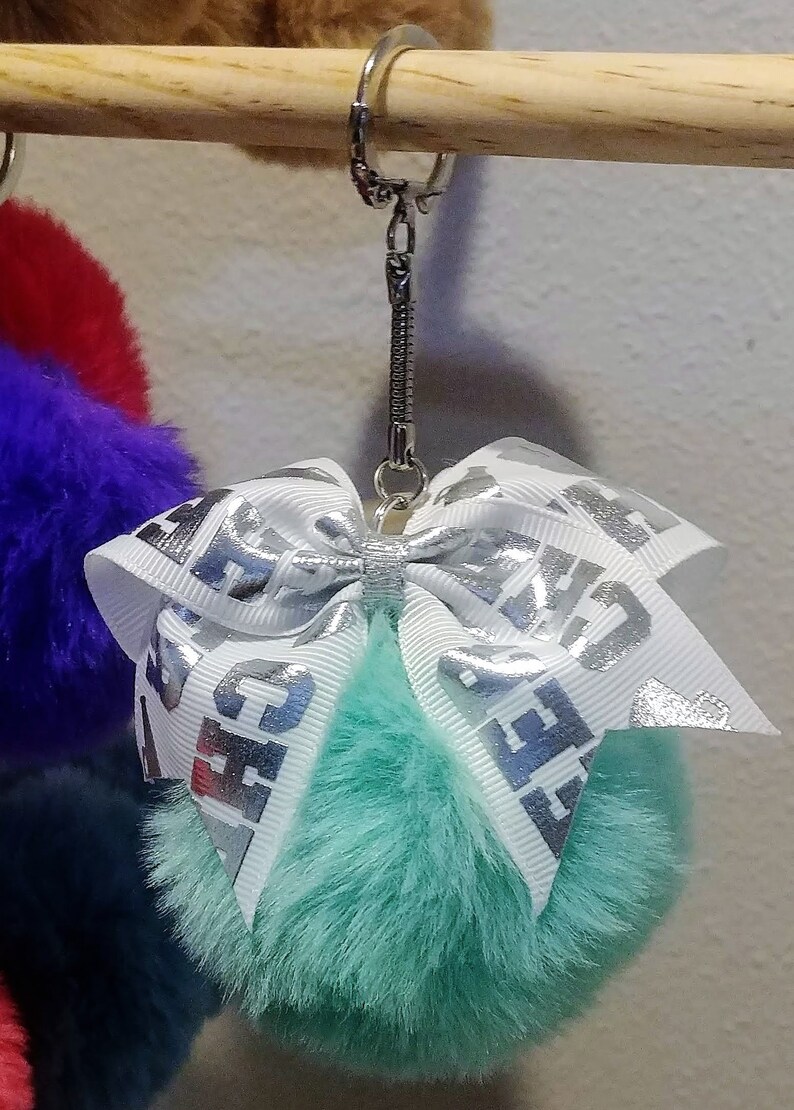Pom Pom Ball Key Chain Cheer Bow Key Chain Furry Key Chains Etsy