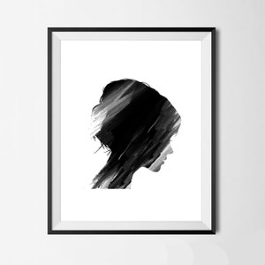 Silhouette Printable women gift printable kids gift printable girls gift feminine art black and white art girls room wall art modern art image 3