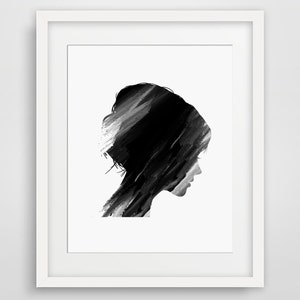 Silhouette Printable women gift printable kids gift printable girls gift feminine art black and white art girls room wall art modern art image 2