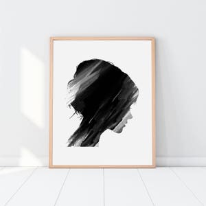 Silhouette Printable women gift printable kids gift printable girls gift feminine art black and white art girls room wall art modern art image 1