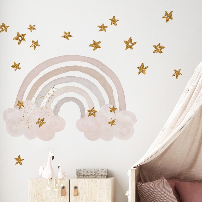 Glitter Rainbow Wall Sticker Etsy