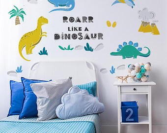 Roar like a Dinosaur Wall Stickers / Wall Decal / Kids Bedroom / Wall Art / Gifts for Kids / Gift Ideas / Nursery Decor / Jurassic / Volcano