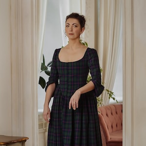 Tartan rococo period 18th century, scottish style dress