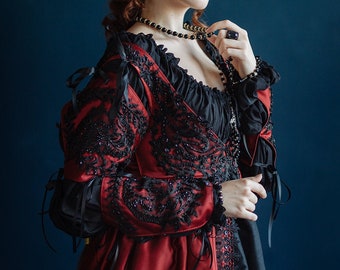 black and red renaissance dress Gothic Style Dress: & Ever After Style Size:18 / xl-2xl immortal vampire side! Balbina Black Tie Summer Dresses