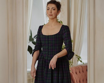 Tartan rococo period 18th century, scottish style dress