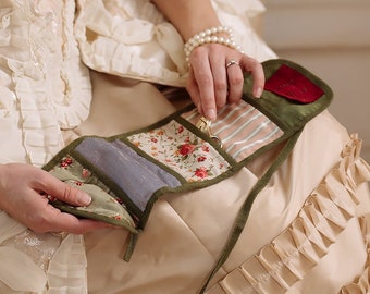 18th Century Sewing Kit, Housewife, Natural Fabric Hussif with Optional Fill