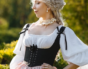 Provence underbust soft corset, rococo fashion, cottagecore style