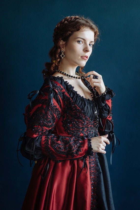 Renaissance Gothic Style Dress: Black & Red Ever After Style Renaissance Gothic Style Dress: Black & Red Ever After Style