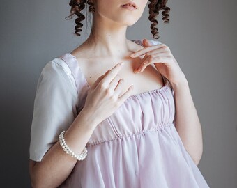 Abito Donna Vintage Regency - Vita Alta, Maniche A Sbuffo, 100% Poliestere - Foto 6