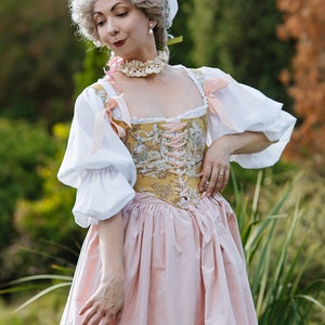 Rococo 18th century Toile de Jouy fashion soft stays corset image 2