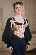 Rococo fashion flowered bright tapestry corset, 18th century