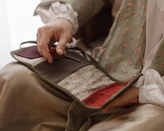 Tartan Sewing Kit, 18th Century Style Hussif with Natural Fabrics