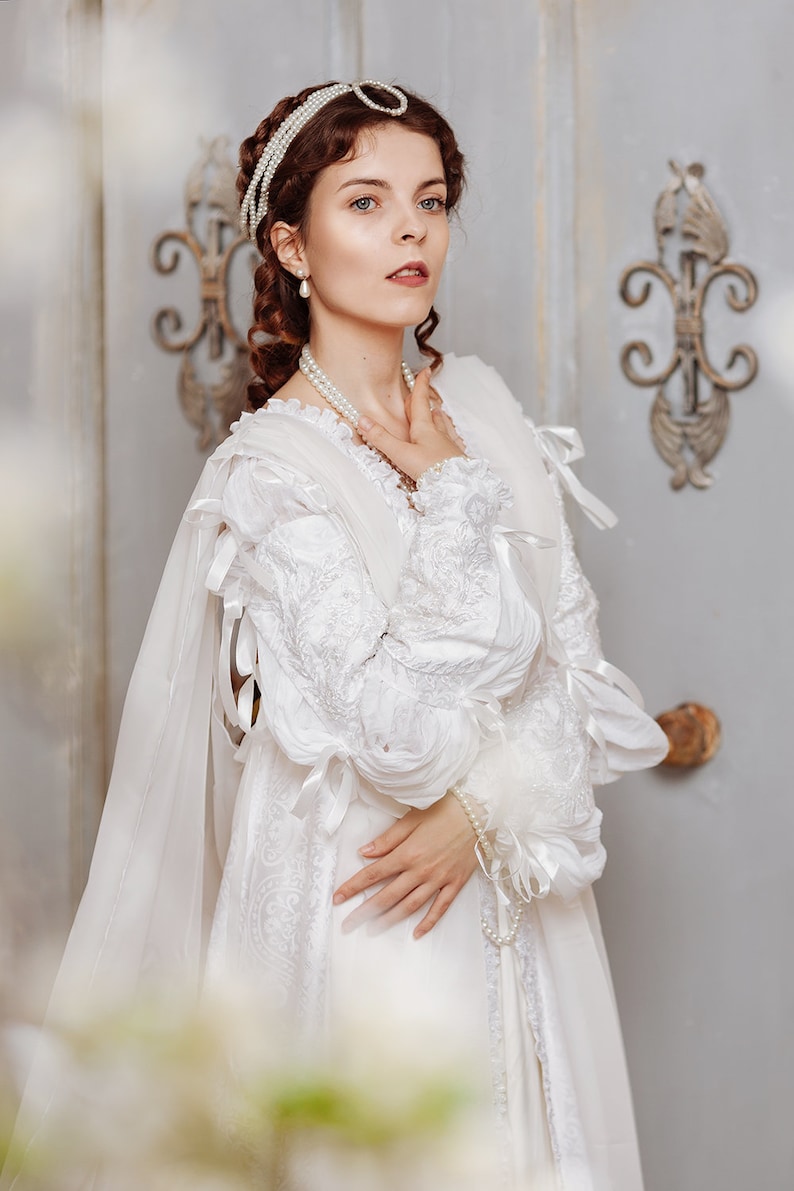 In Stock Renaissance white wedding dress Ever After style Etsy