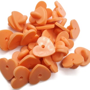 Orange Heart-Shaped Rubber Clutches (5)