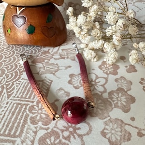 R225 Vintage Haori Leather Beaded Stones Himo Ties | Traditional Japanese Accessory | Kimono and Haori Closure