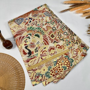 Japanese Maru Obi Gold Orange Flying Phoenix / C568