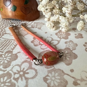 R226 Vintage Haori Leather Beaded Stones Himo Ties | Traditional Japanese Accessory | Kimono and Haori Closure