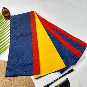 Japanese Hanhaba Obi Blue Red Yellow Sash Kimono Yukata Womens / C533