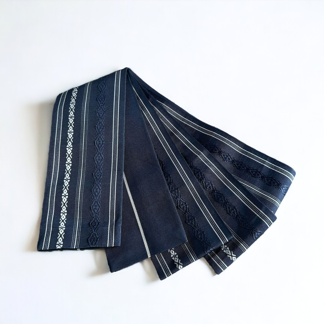 Japanese Mens Kaku Obi Sash Kimono Yukata Blue Cotton Silk / C455 - Etsy