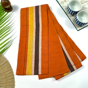 Japanese Hanhaba Obi Stripe Orange Sash Kimono Yukata Womens / C493