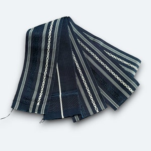 Japanese Mens Kaku Obi Sash Kimono Yukata Blue White Cotton Silk / C470