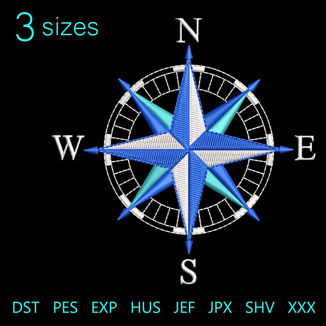 Compass Machine Paper Vintage Compass Machine Embroidery Design: 3 Sizes (instant Download ...