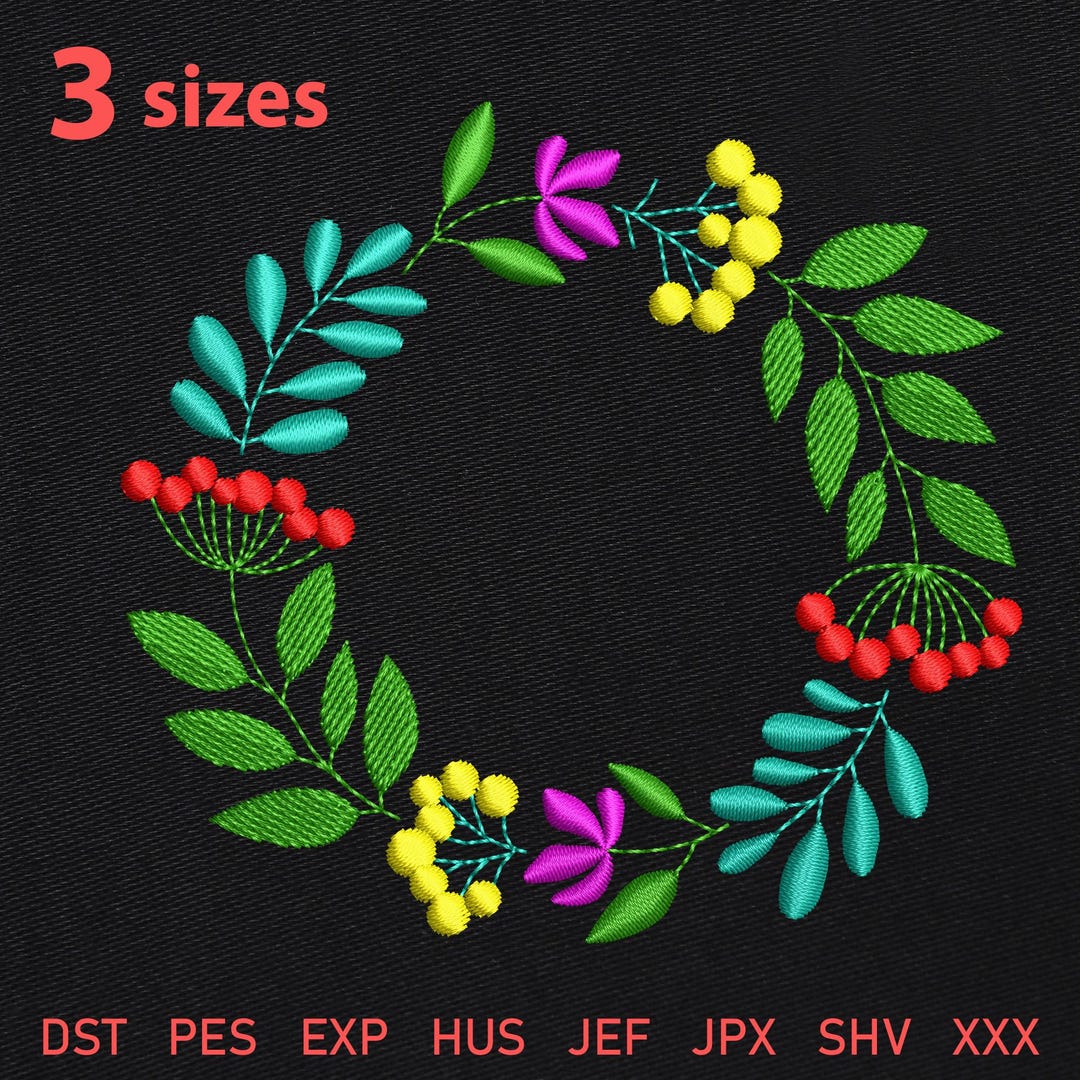 Flower Wreath, Pattern, Machine Embroidery Design, Instant Download ...