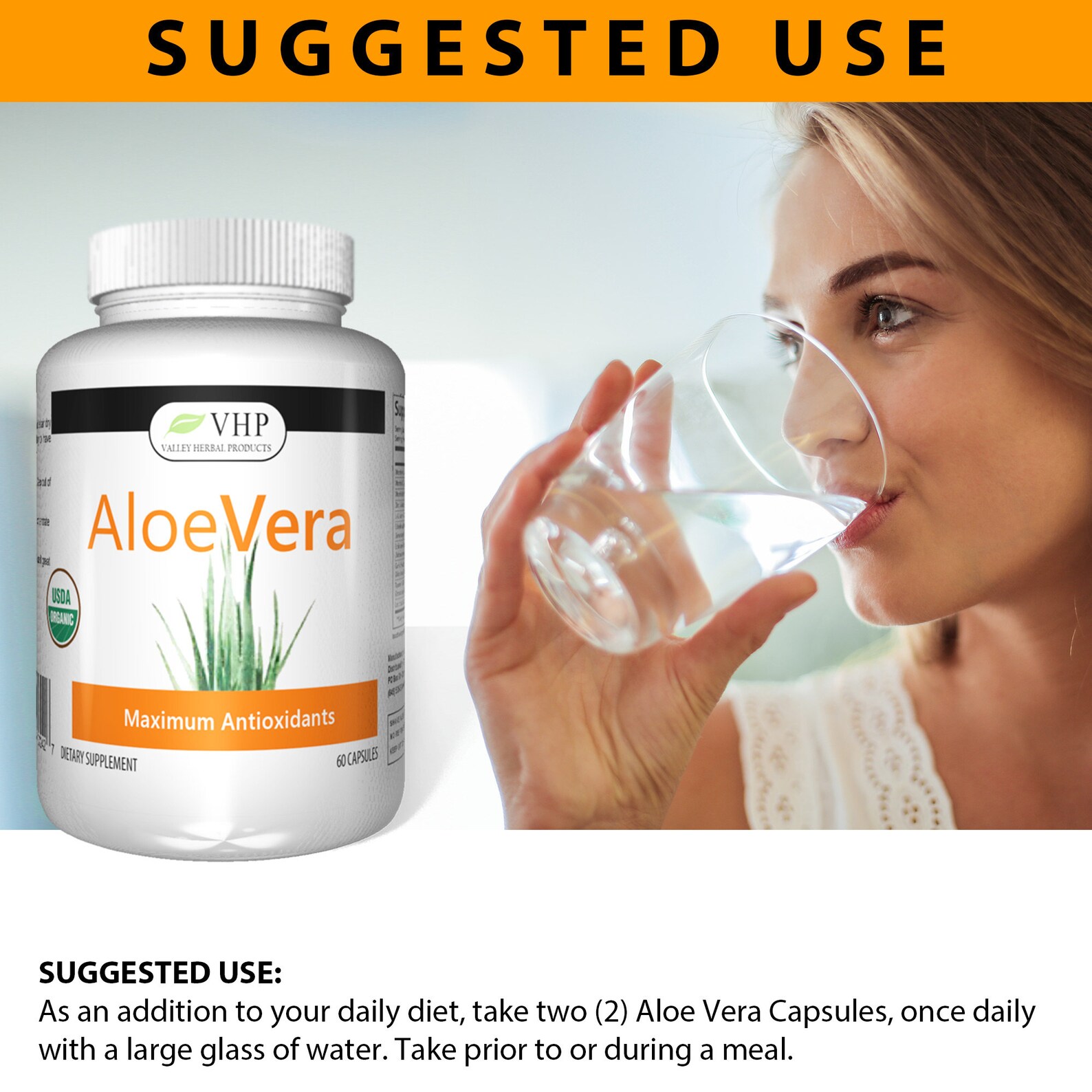 100 Organic Aloe Vera Supplement 1000mg per serving. Super Etsy