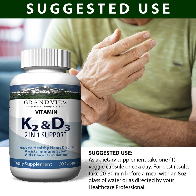 Vitamin K2/D3 Aids Calcium Absorption. Supports Heart Etsy