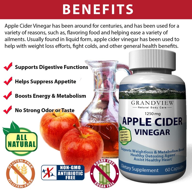 Apple Cider Vinegar Boost Metabolism and Energy Suppress Etsy
