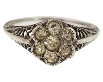 Bague en argent sterling Art déco en pâte de fleurs, taille 6,5