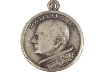Breloque pièce de monnaie vintage Paulus VI Roma en argent sterling