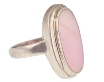 Bague coquillage ormeau rose signée AVON taille 6,5 en argent sterling