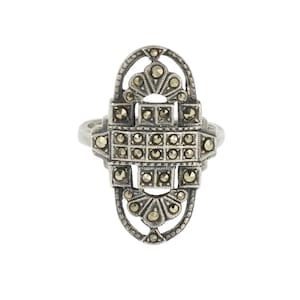 Vintage Sterling Silver Marcasite Open Work Ring Size 6.75, Vintage Jewelry, Jewelry Gift, Gift for Mom, Birthday Gift, Sterling Silver Ring