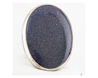 Big Mid Century Handmade Lazurite Lapis Slab Ring Mens Womens Size 8
