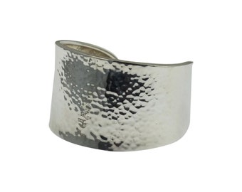 Hand Hammered Large Sterling Silver Bracelet - Mexico MWS - Size 6.5 Wrist, Vintage Jewelry, Sterling Silver Bracelet