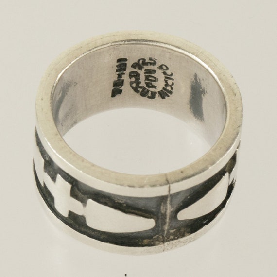 Signed Mexican Sterling Silver Cigar Band Ring Siz