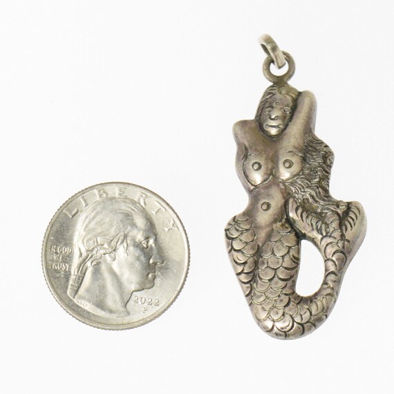 Vintage 925 Sterling Silver Mermaid Pendant - image 4