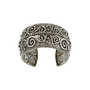 Large Heavy Sterling Silver Swirling Design Pattern Cuff Bracelet Hallmarked &quot;S&quot; Size 8, Vintage Jewelry, Chunky Silver Bracelet