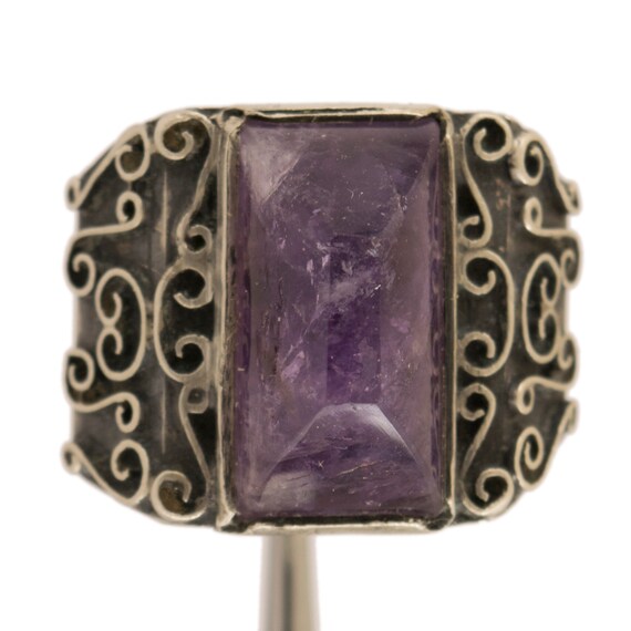 Early Vintage Mexican Sterling Silver Amethyst Cab