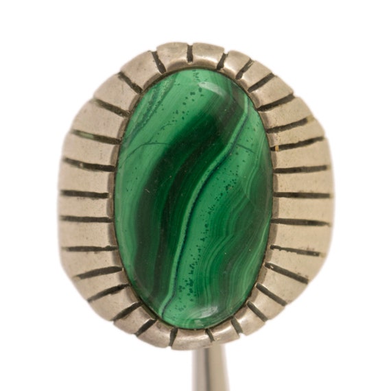 Vintage Mexican Sterling Silver Big Malachite Mens