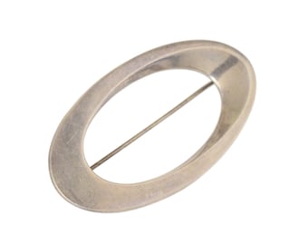 Épingle en argent sterling moderniste ovale danoise Hans Hansen, épinglette Hans Hansen vintage des années 1960, épinglette en argent unisexe pour homme ou femme,