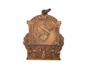 Art déco 1937 Crestwood NY Médaille d'athlétisme Insigne national MFC Co. NY