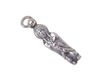 Breloque vintage chef amérindien en argent sterling