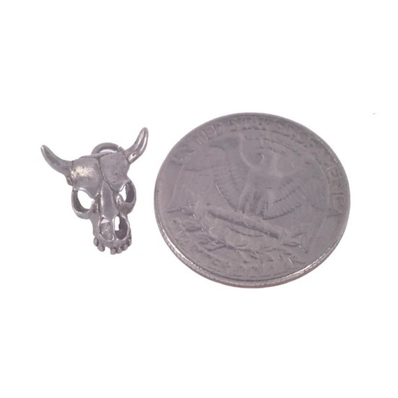 Vintage Sterling Silver Cow Animal Skull Charm - image 3