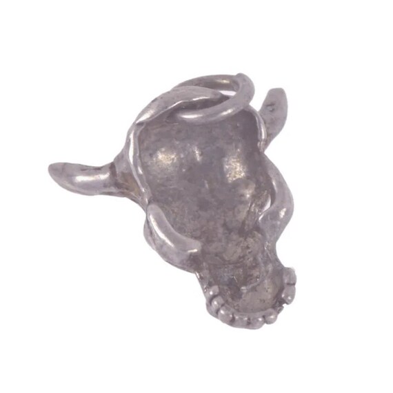 Vintage Sterling Silver Cow Animal Skull Charm - image 4